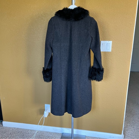 KC Collections Lambswool Faux Fur Embellished Long Coat - Picture 3 of 12